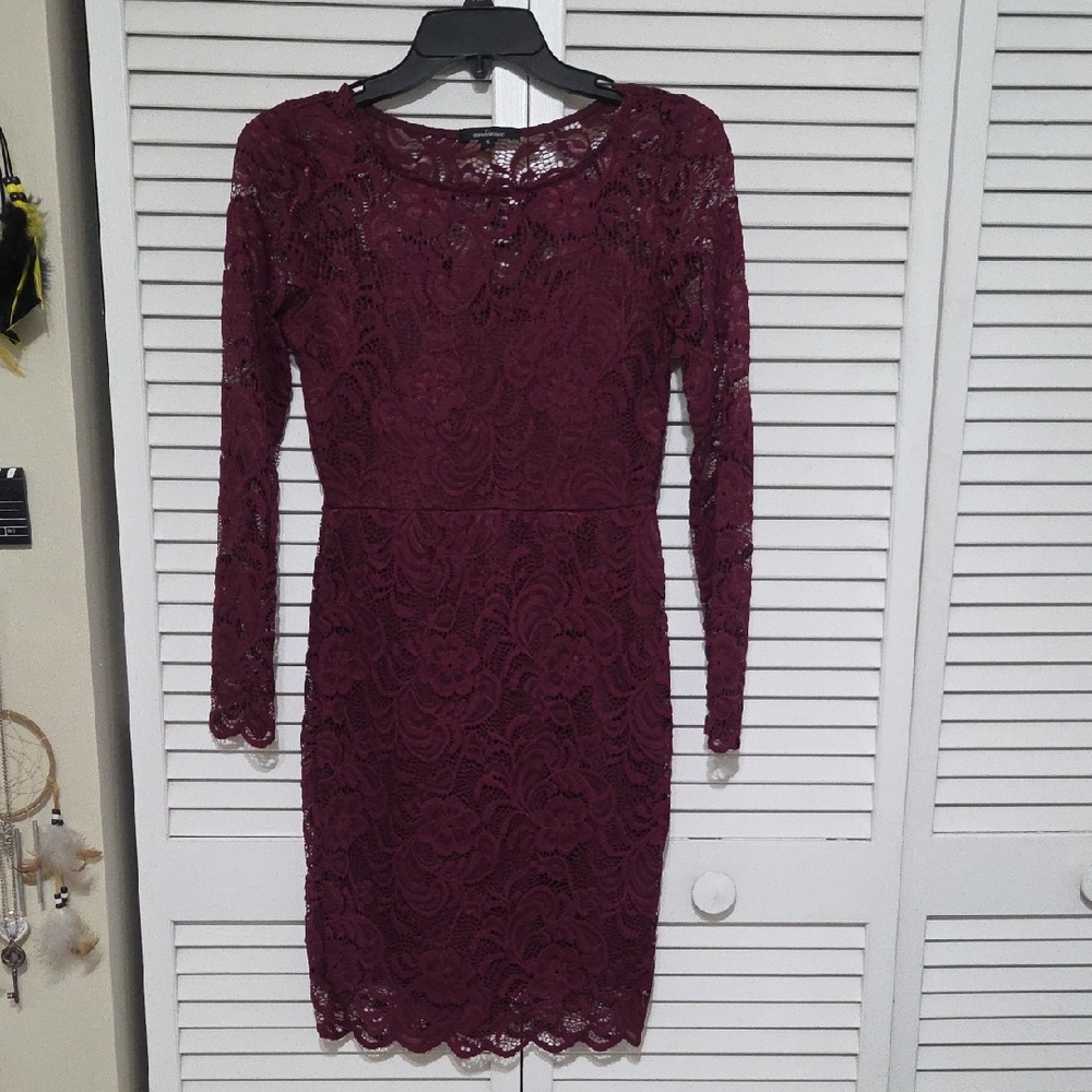 Ambiance Red Long Sleeve Sheath Dress